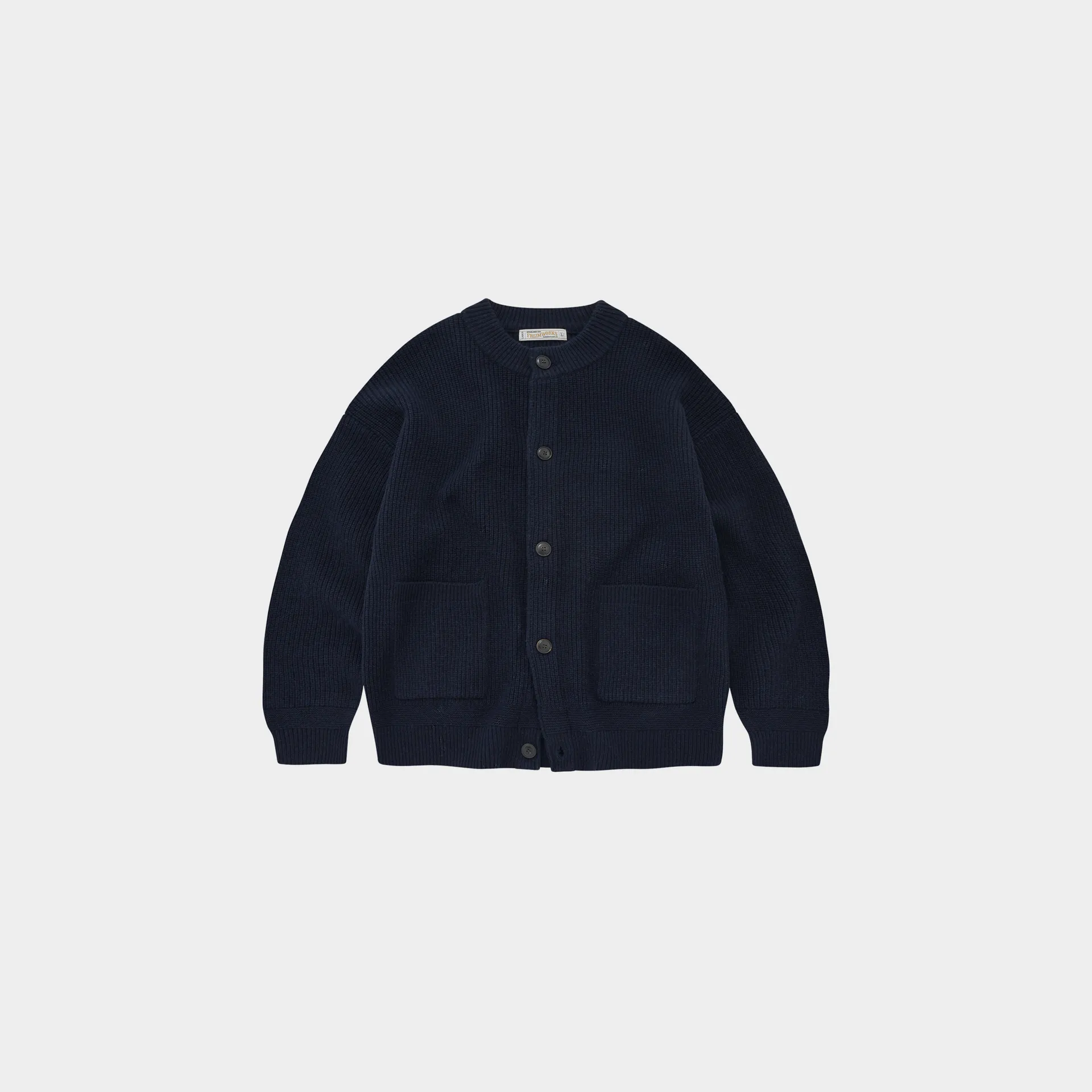 Heavy Wool Round Cardigan Navy Heavy Wool Round Cardigan Navy