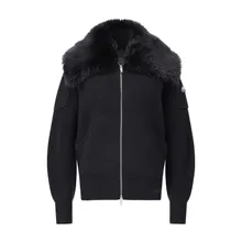 Moose Knuckles - Strickjacke mit Fellbesatz - Größe M - schwarz Moose Knuckles - Strickjacke mit Fellbesatz - Größe M - schwarz