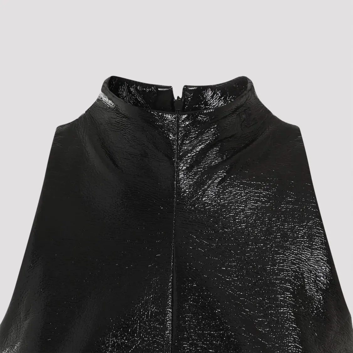 Courrèges - Black Cotton 2 Pockets Vinyl A-Line Dress - Größe 36 - schwarz – Bild 2