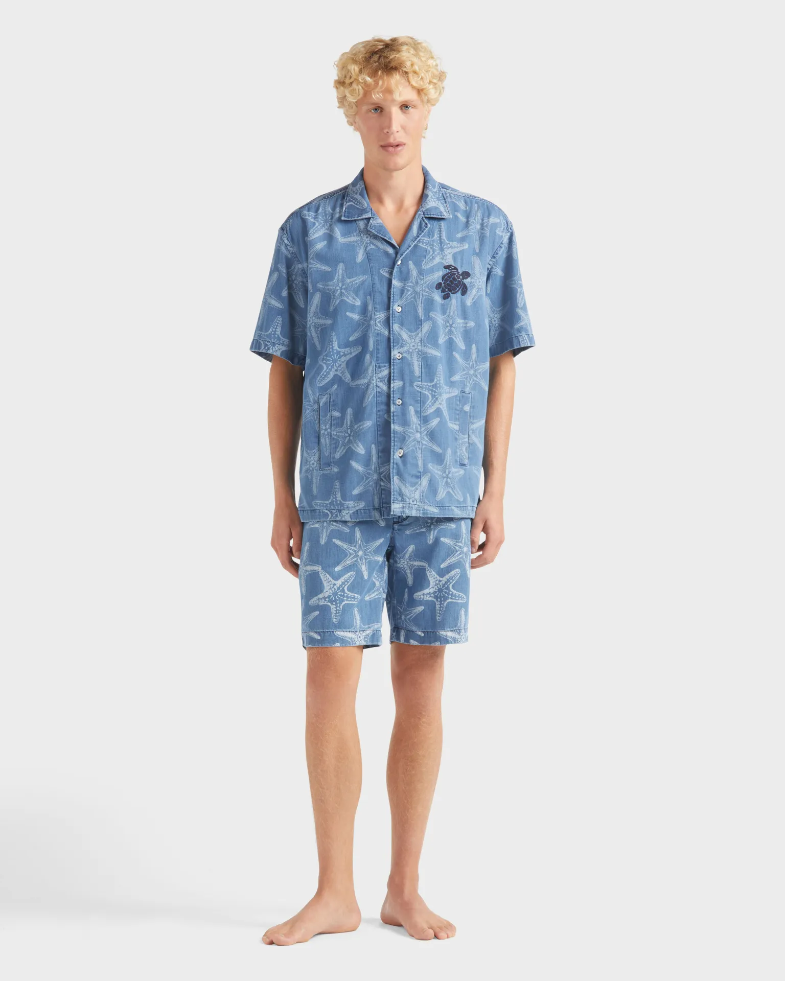 Vilebrequin - Hemd Aus Leichtem Denim Mit Starfish-print - Hemd - Graniers - Blau - Größe L – Bild 3
