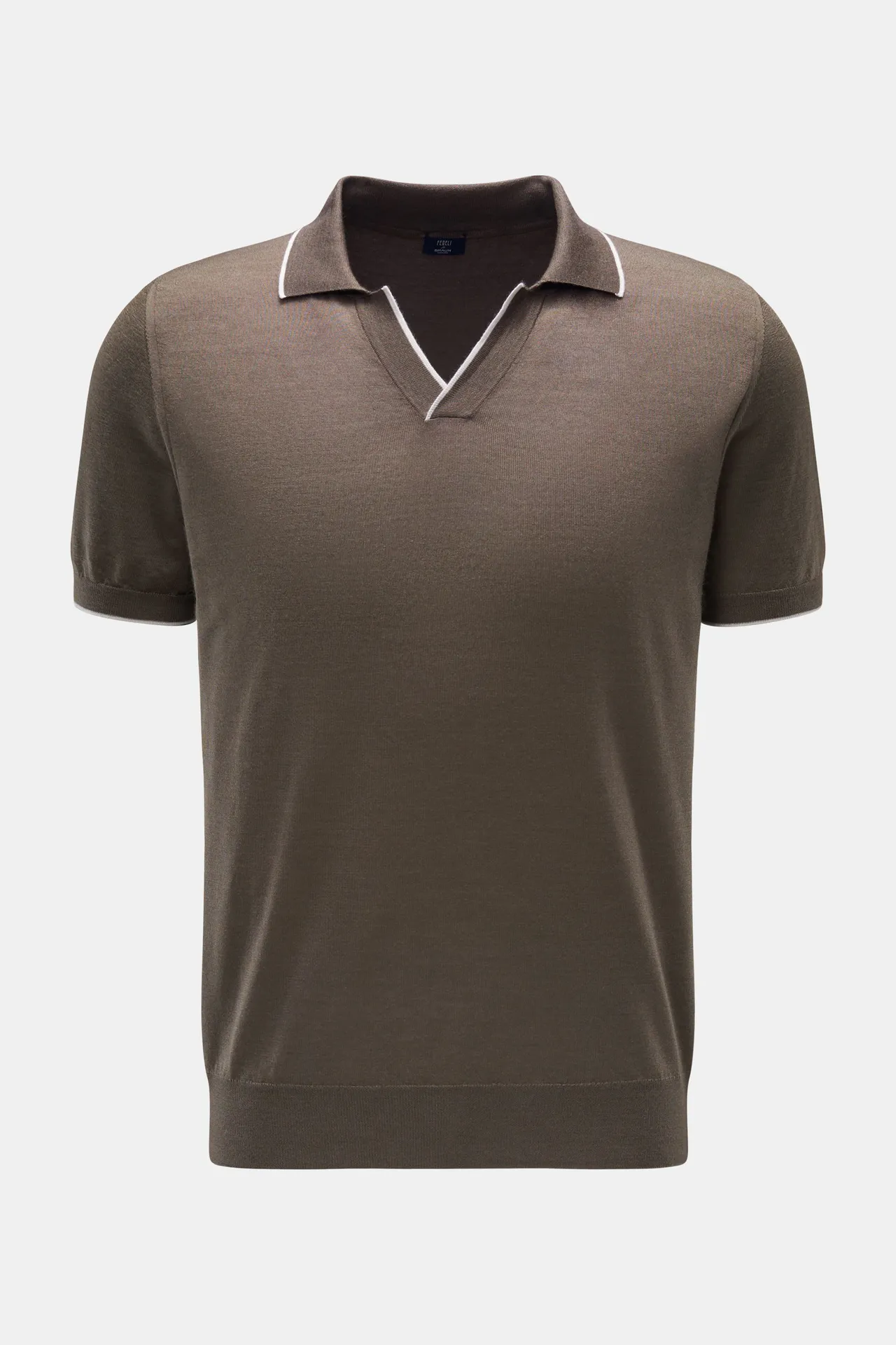 Fedeli - Herren - Kurzarm-Strickpolo %27Wave%27 graubraun Fedeli - Herren - Kurzarm-Strickpolo %27Wave%27 graubraun