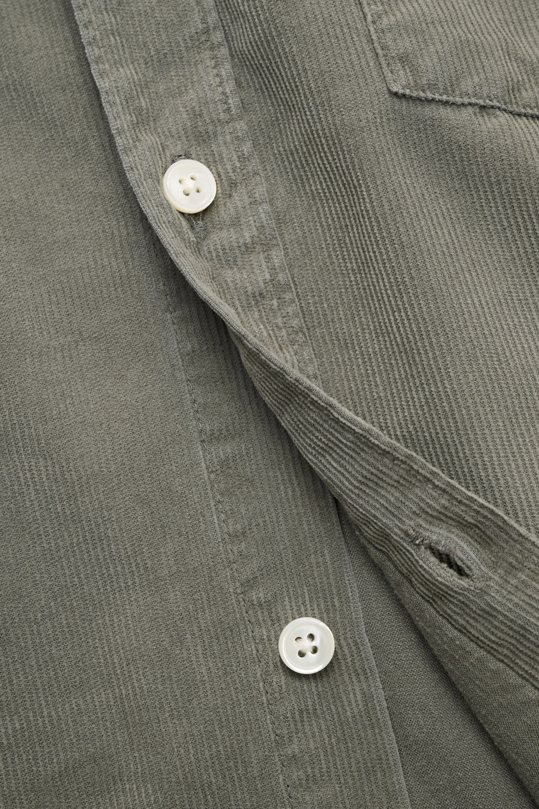 Closed - Herren - Cordhemd Button-Down-Kragen graugrün – Bild 4