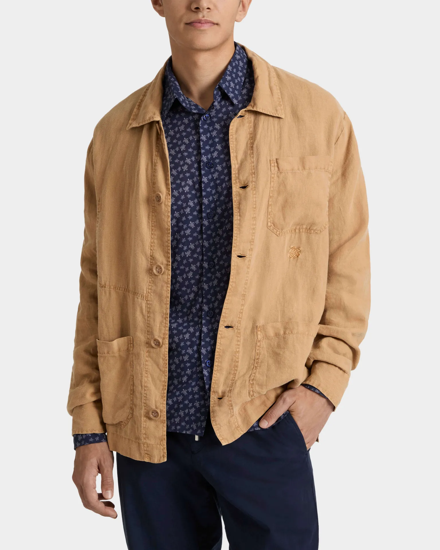 Vilebrequin - Solid Overshirt Aus Leinen Für Herren - Jacke - Corentin - Marone - Größe XL – Bild 3