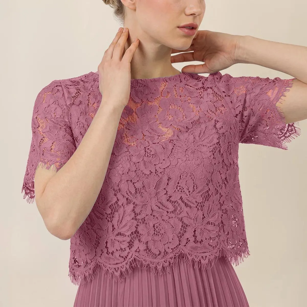 Apart - Abendkleid mit Spitzenjacke - Größe 40 - rosa – Bild 3