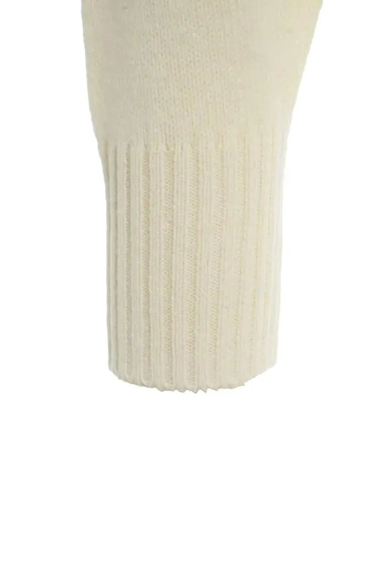 Kaos - Oversized White Sweater With Glitter Finish - Größe S - beige – Bild 3