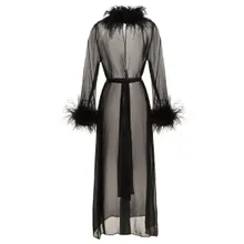 Oséree - Feather Silk Dressing Gown - Größe M - schwarz Oséree - Feather Silk Dressing Gown - Größe M - schwarz