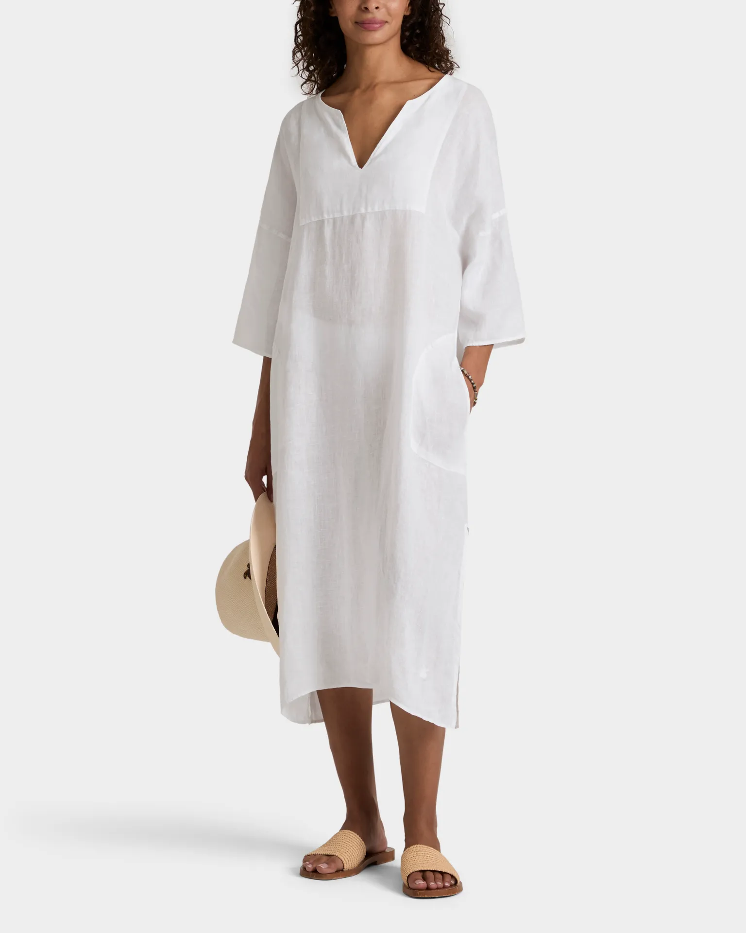 Vilebrequin - Women Linen Kaftan Solid - Kaftan - Logan - Weiss - Größe L/XL – Bild 3