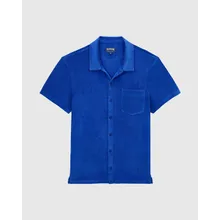 Vilebrequin - Solid Unisex-bowling-hemd Aus Baumwolle - Hemd - Charli - Blau - Größe M Vilebrequin - Solid Unisex-bowling-hemd Aus Baumwolle - Hemd - Charli - Blau - Größe M