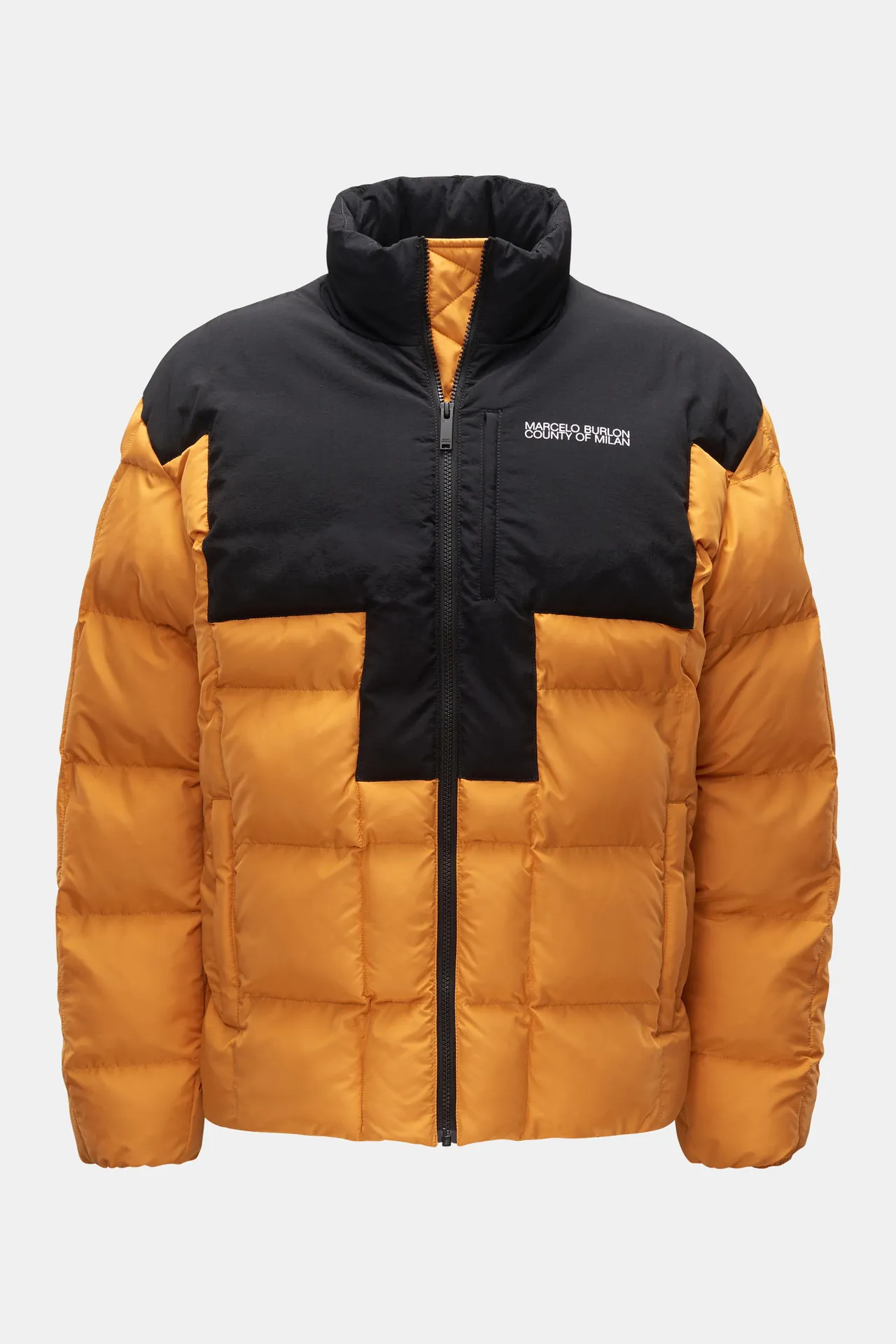 Marcelo Burlon - Herren - Steppjacke %27Cross Block Puffer%27 orange/schwarz Marcelo Burlon - Herren - Steppjacke %27Cross Block Puffer%27 orange/schwarz