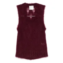 Forte Forte - Sleeveless Burgundy Knit Sweater With Openwork Det - Größe II - schwarz Forte Forte - Sleeveless Burgundy Knit Sweater With Openwork Det - Größe II - schwarz
