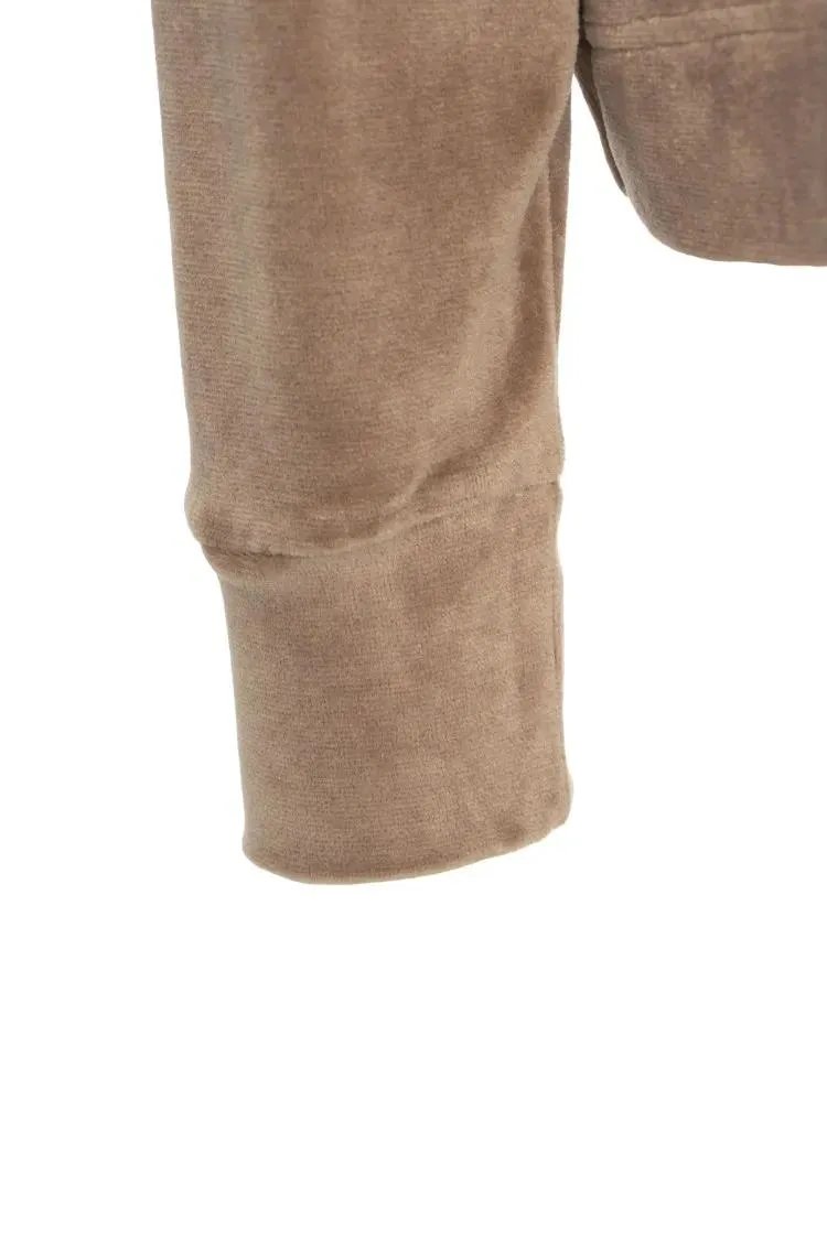 Majestic Filatures - Oversized Velvet Hoodie With Zip Closure - Größe 2 - beige – Bild 3