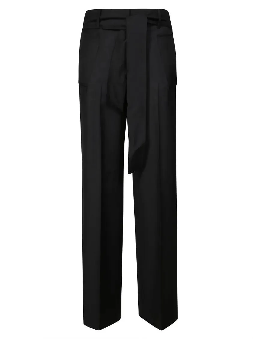 Incotex - High-Waisted Wide-Leg Pants With Fabric Belt Tie - Größe 38 - schwarz Incotex - High-Waisted Wide-Leg Pants With Fabric Belt Tie - Größe 38 - schwarz
