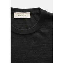 Filippo de Laurentiis - Herren - Merino Feinstrick-Rundhalspullover dunkelgrau meliert