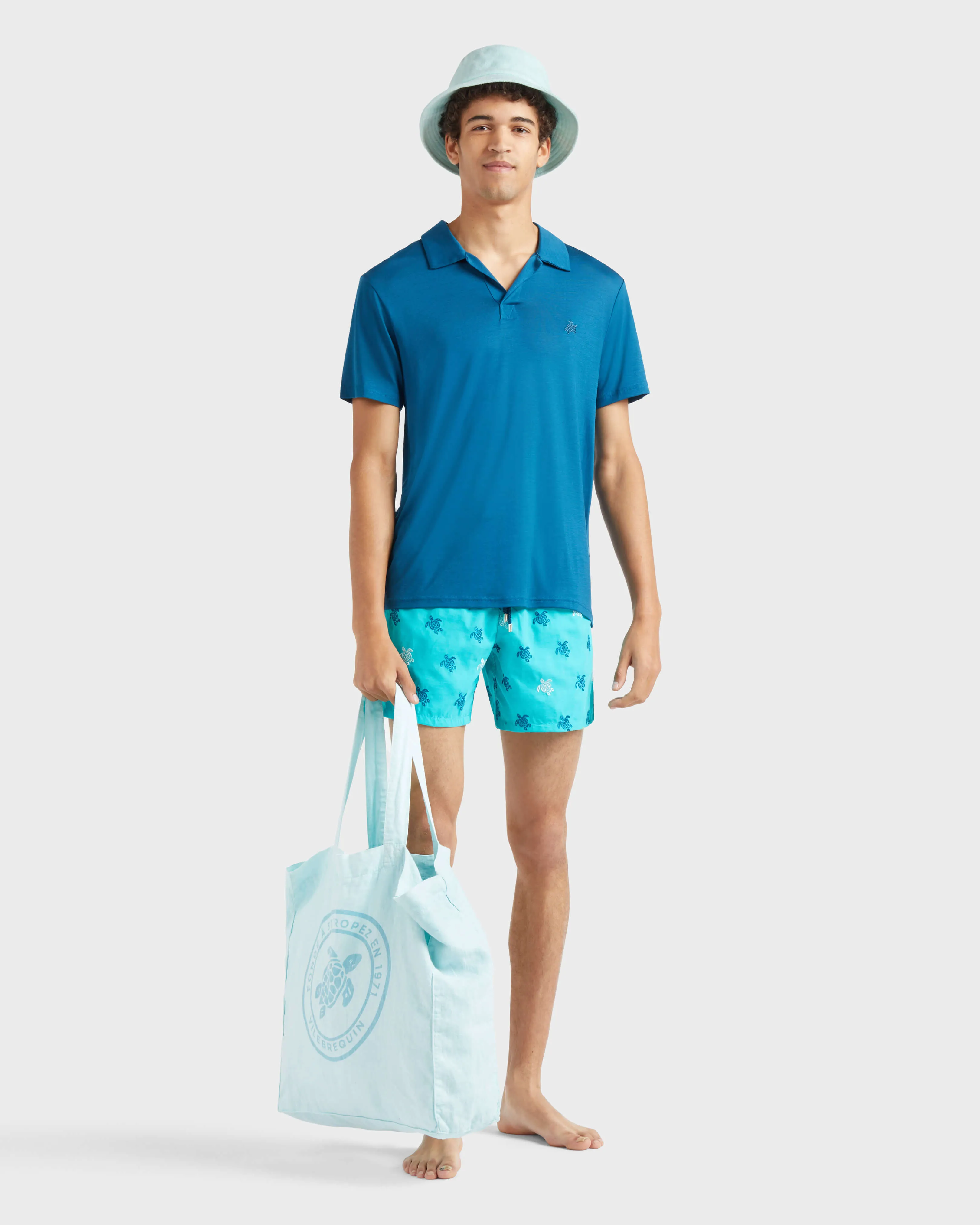 Vilebrequin - Micro Ronde Des Tortues Diagonale Badeshorts Mit Stickerei Für Herren – Limitierte Serie - Bademode - Mistral - Grün - Größe XL – Bild 5