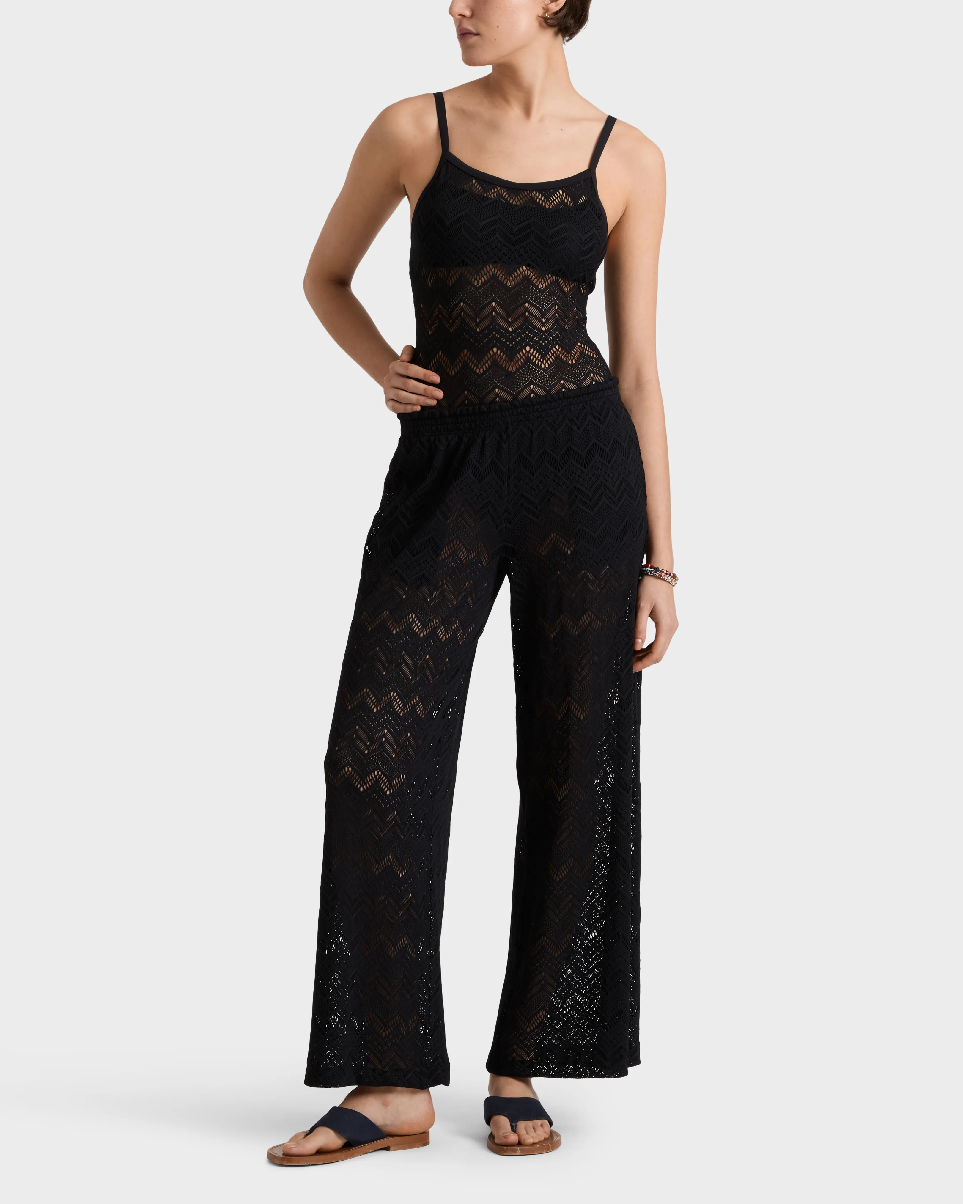 Vilebrequin - Mesh-hose Mit Weitem Bein Für Damen - Hose - Line - Schwarz - Größe XS – Bild 3