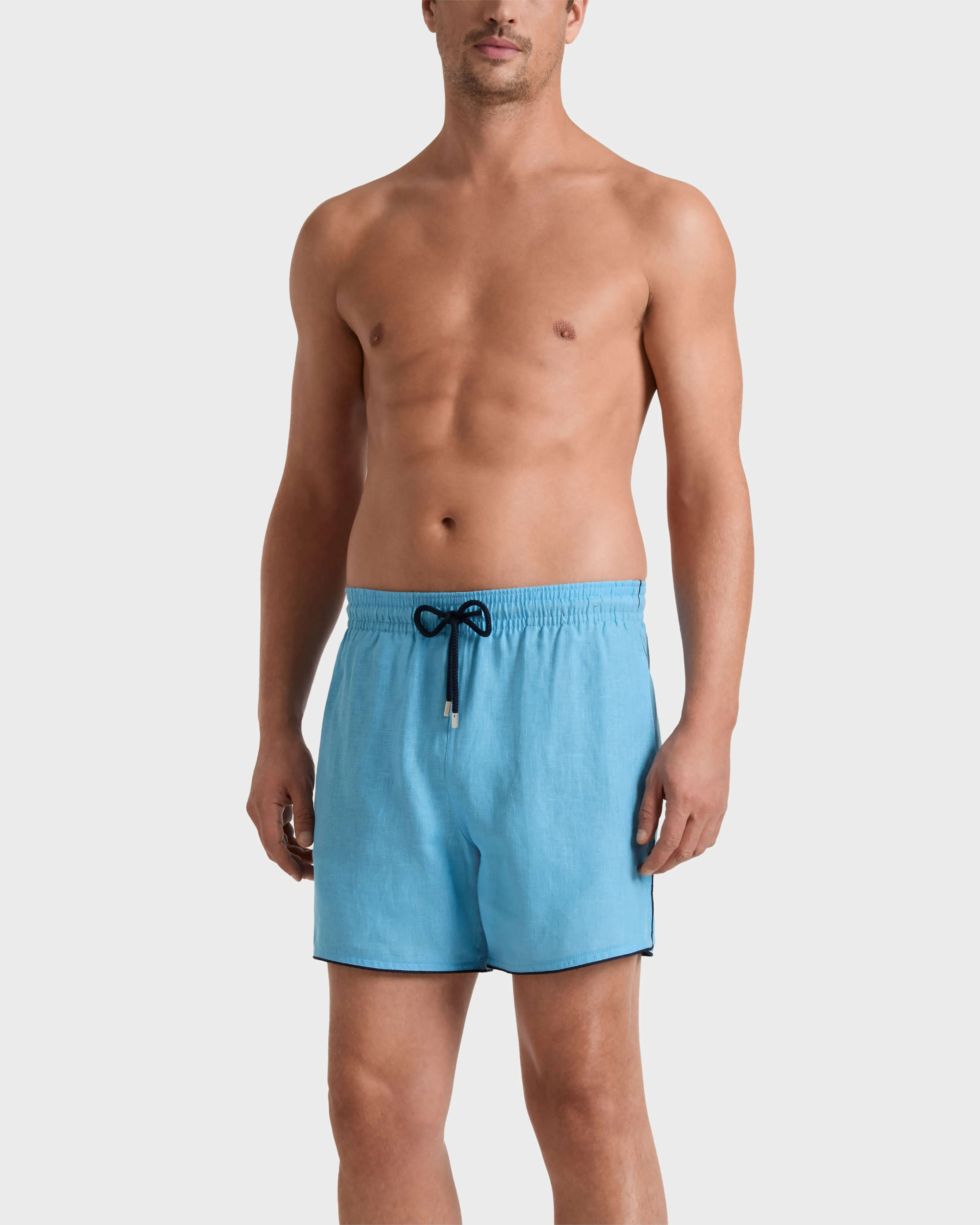Vilebrequin - Solid Badeshorts Aus Leinen Für Herren - Bademode - Mallorca - Blau - Größe L – Bild 3