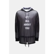 Helmut Lang - Herren - Kapuzen-Longsleeve %27HWT Sheer Hoodie%27 schwarz transparent Helmut Lang - Herren - Kapuzen-Longsleeve %27HWT Sheer Hoodie%27 schwarz transparent