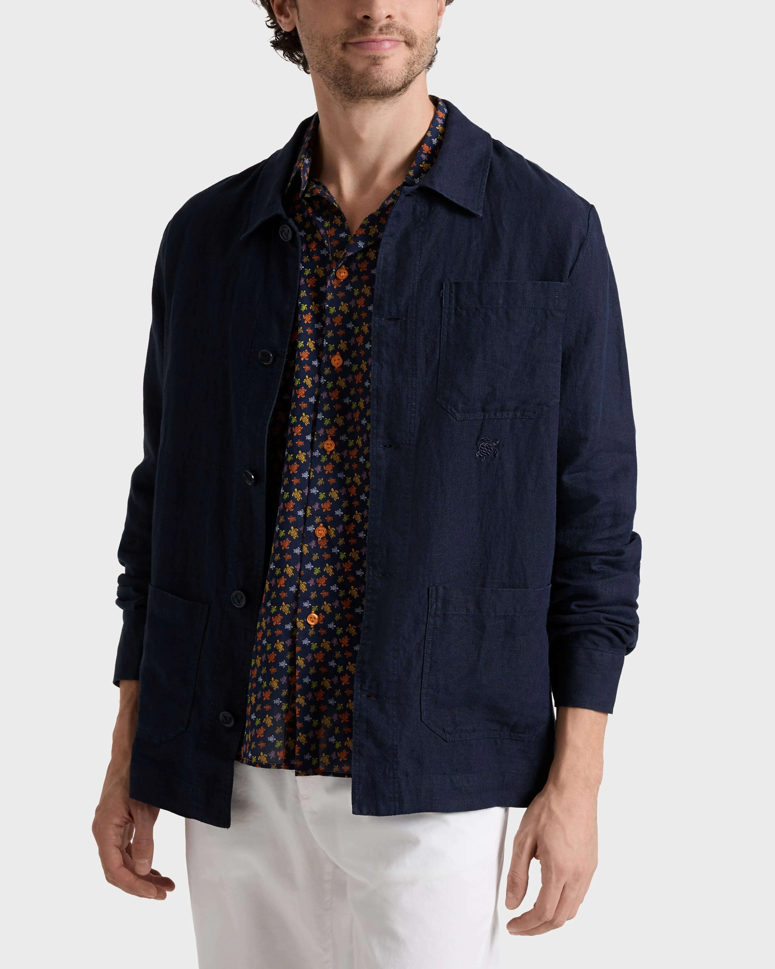 Vilebrequin - Herren-leinen-overshirt Uni - Jacke - Corentin - Blau - Größe XXL – Bild 3