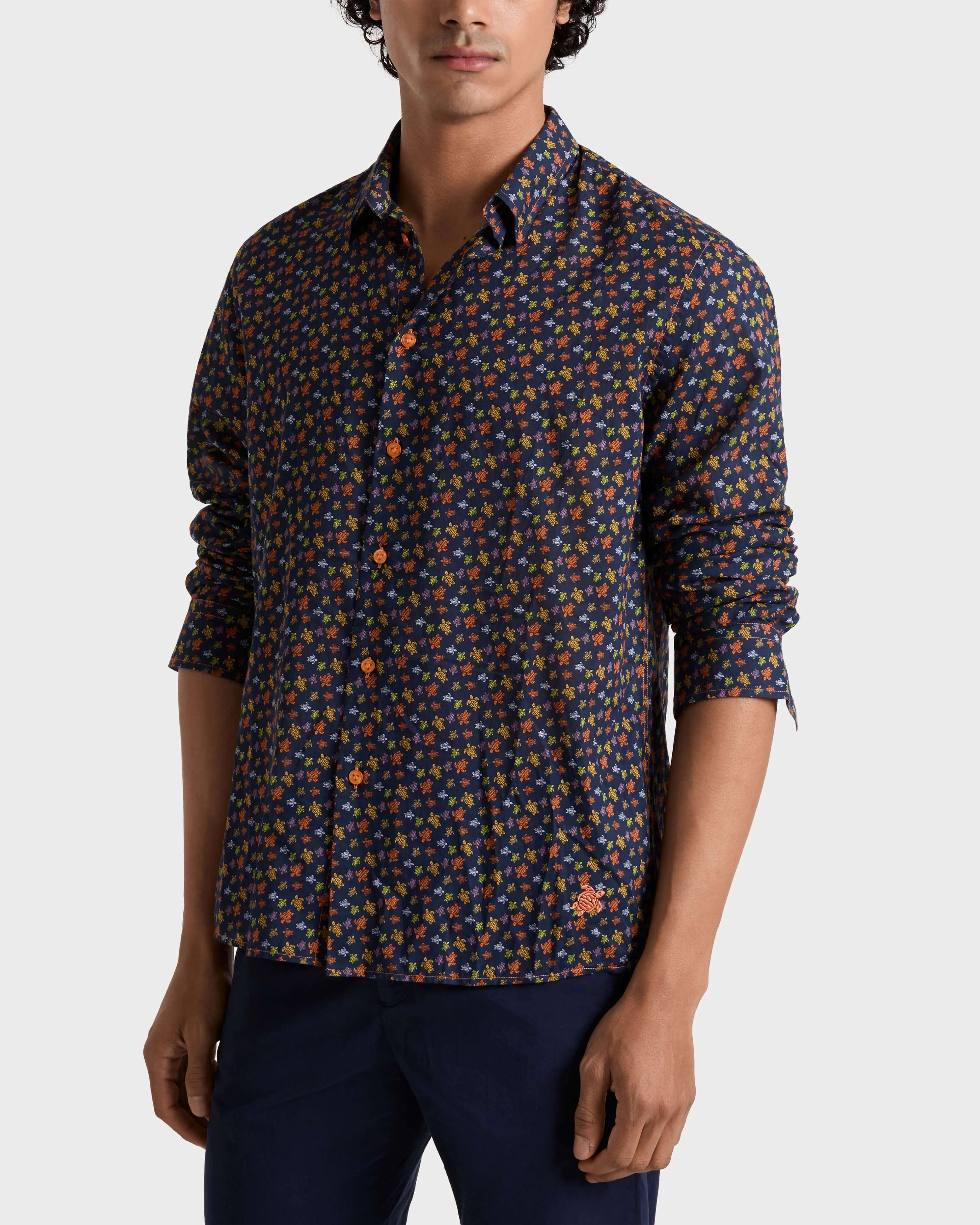 Vilebrequin - Micro Ronde Des Tortues Hemd Aus Baumwollvoile Für Herren - Hemd - Caracal - Orange - Größe L – Bild 3