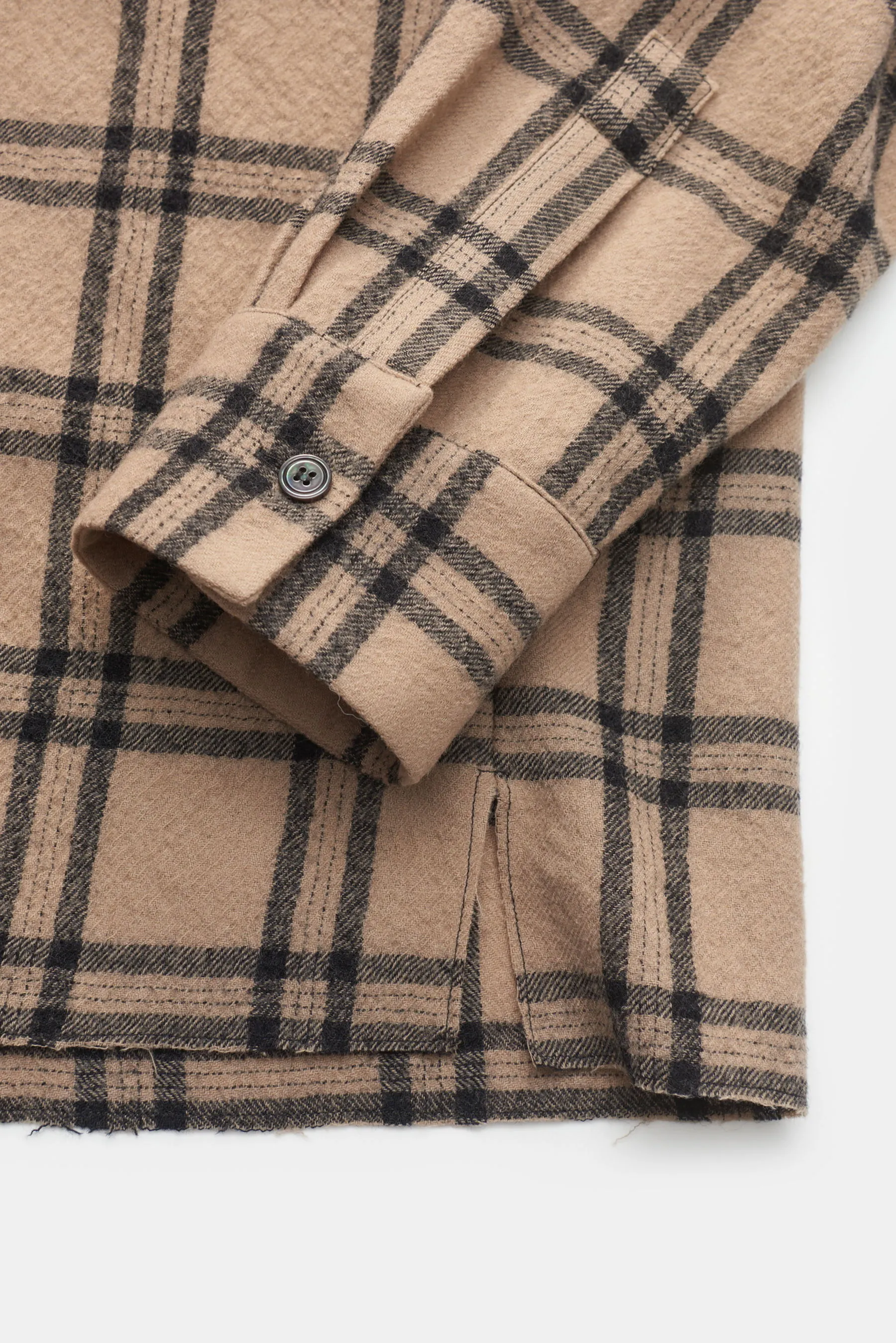 Nick Fouquet - Herren - Casual Hemd schmaler Kragen hellbraun/schwarz kariert – Bild 3