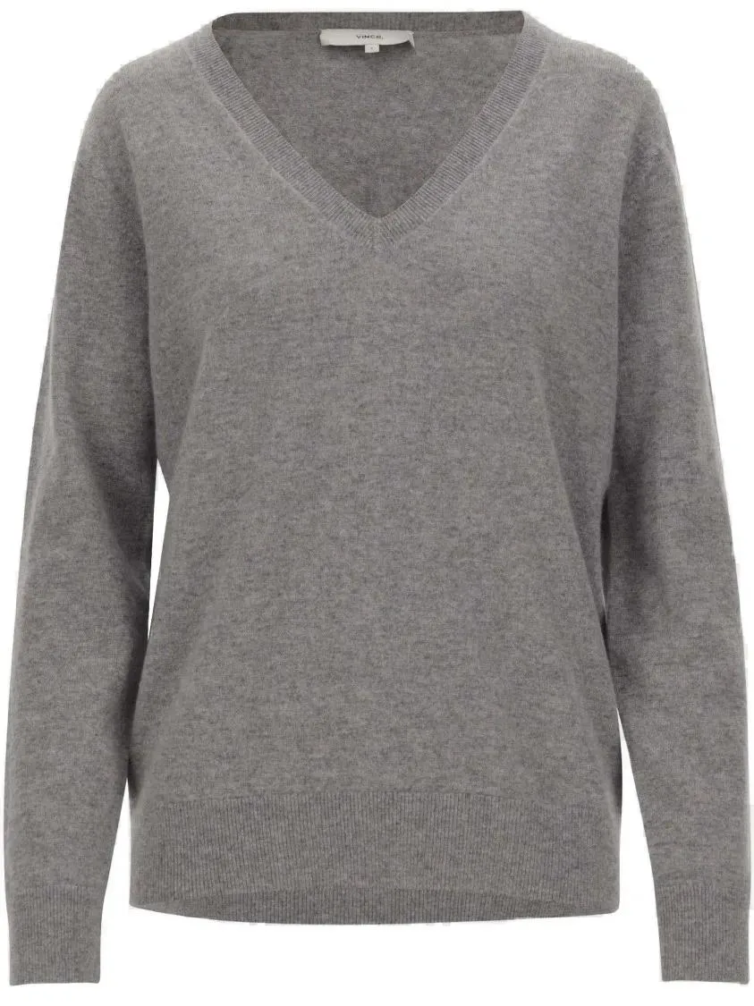 Vince - V-Neck Cashmere Pullover With Ribbed Edges - Größe S - grau Vince - V-Neck Cashmere Pullover With Ribbed Edges - Größe S - grau