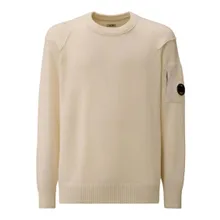 CP Company - Crew Neck Sweater With Sleeve Patch - Größe M - beige CP Company - Crew Neck Sweater With Sleeve Patch - Größe M - beige