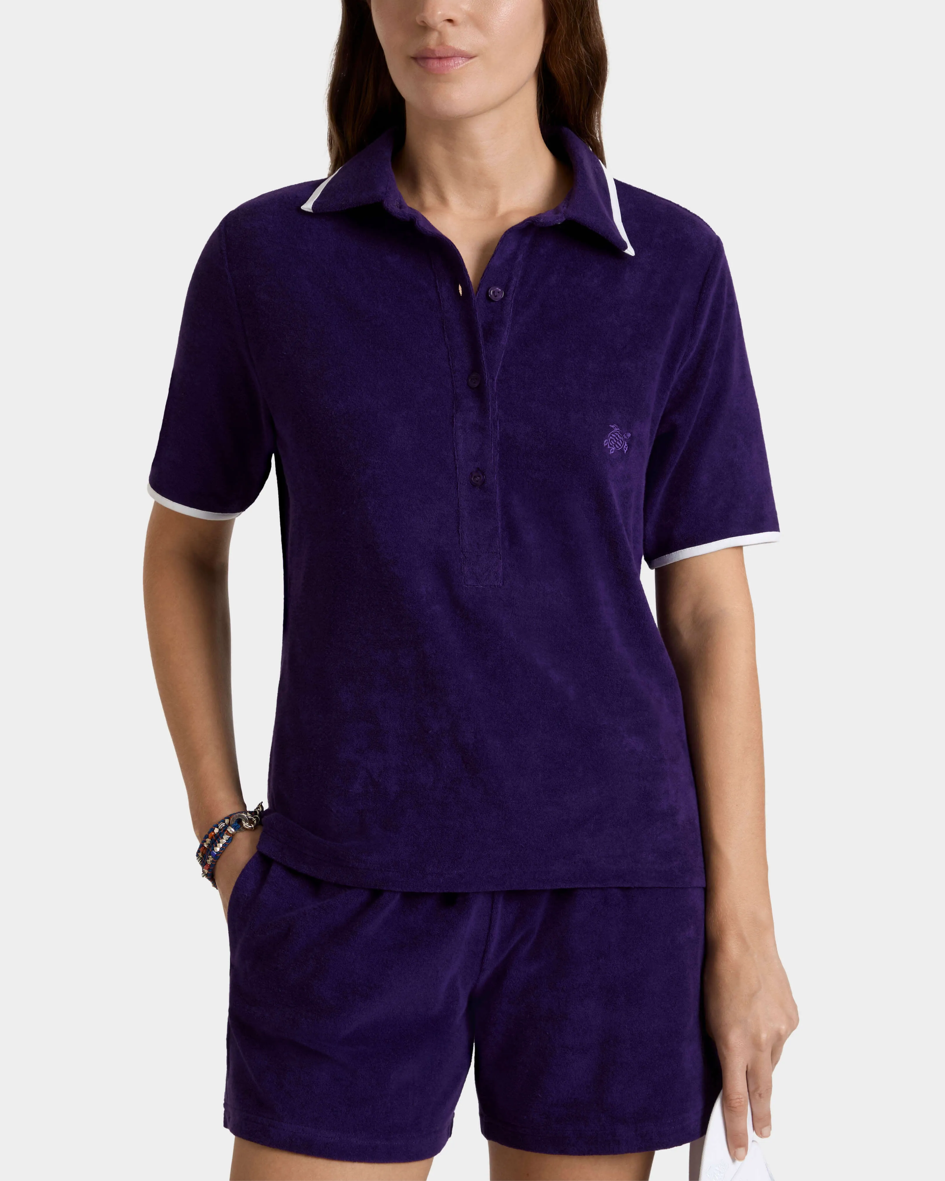 Vilebrequin - Solid Frottee-polohemd Für Damen - Polohemd - Lizea - Violett - Größe XS – Bild 3