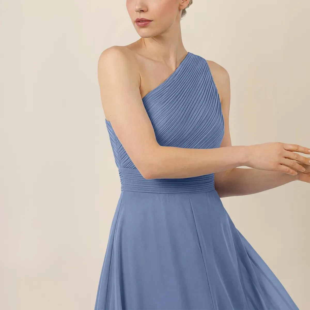 Apart - One-Shoulder Chiffonkleid - Größe 38 - blau – Bild 3