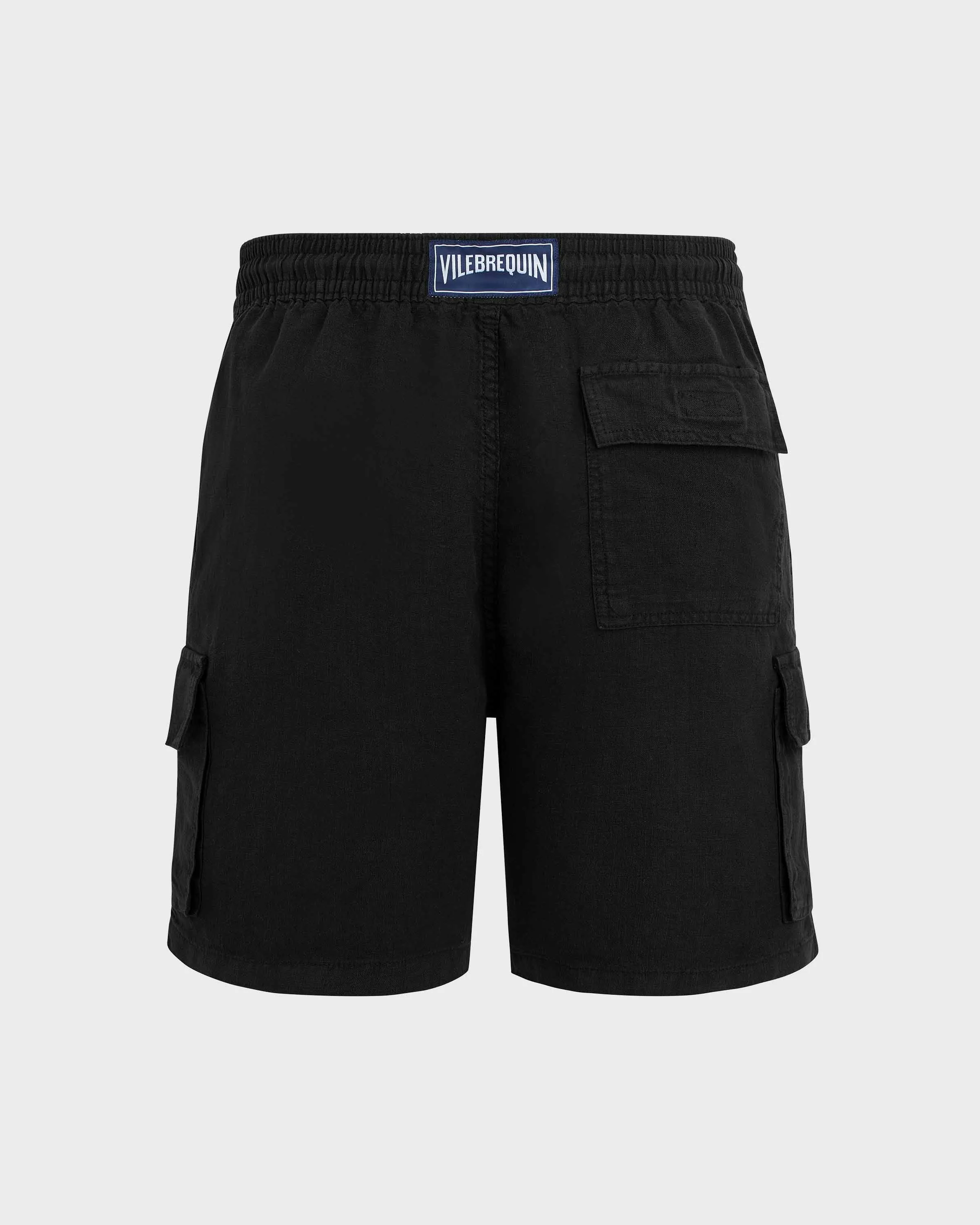 Vilebrequin - Einfarbige Leinen-bermudashorts Mit Cargotaschen Für Herren - Bermuda - Baie - Schwarz - Größe XXXL – Bild 2