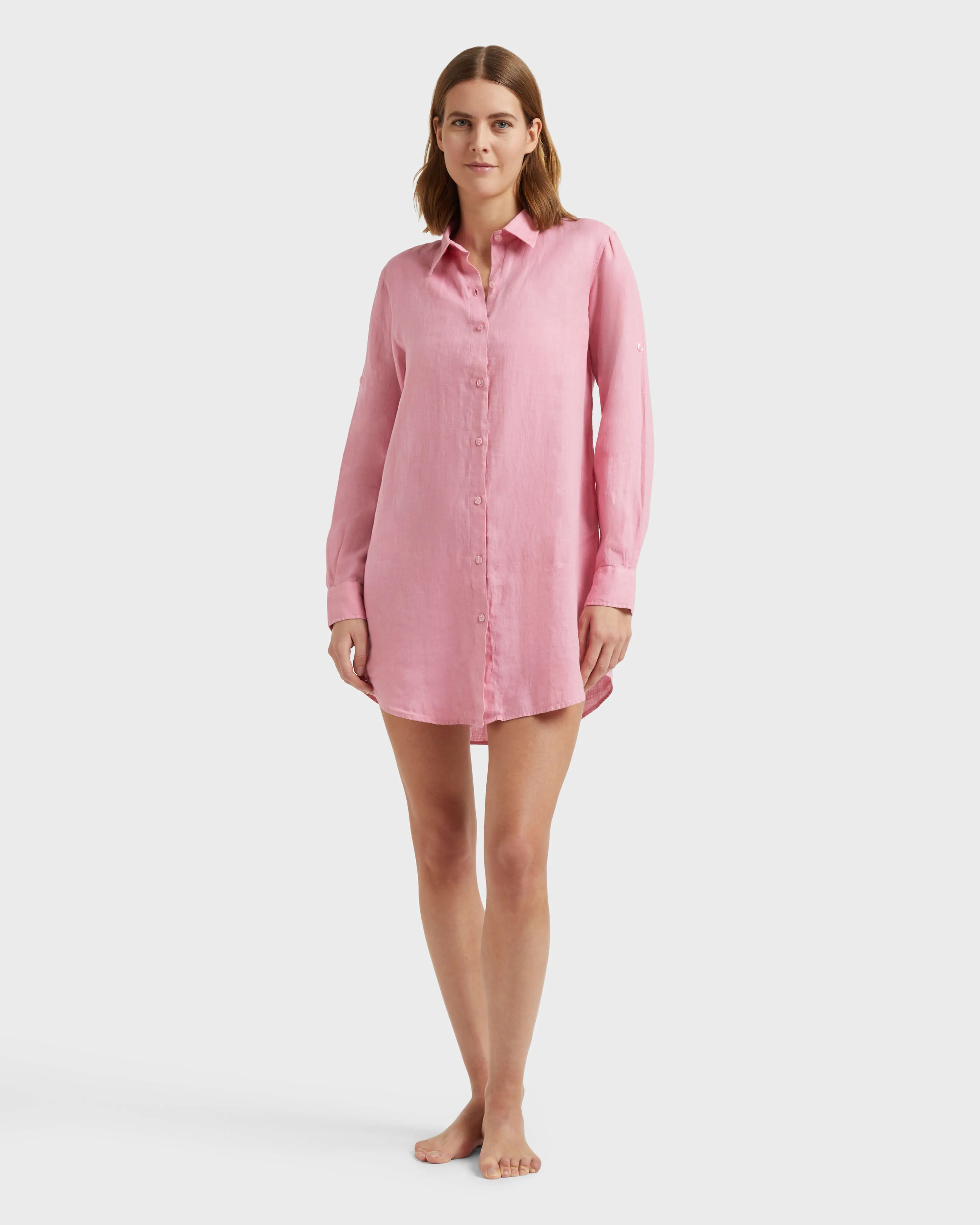 Vilebrequin - Solid Hemdkleid Aus Leinen Für Damen - Kleid - Fragance - Rosa - Größe XL – Bild 3