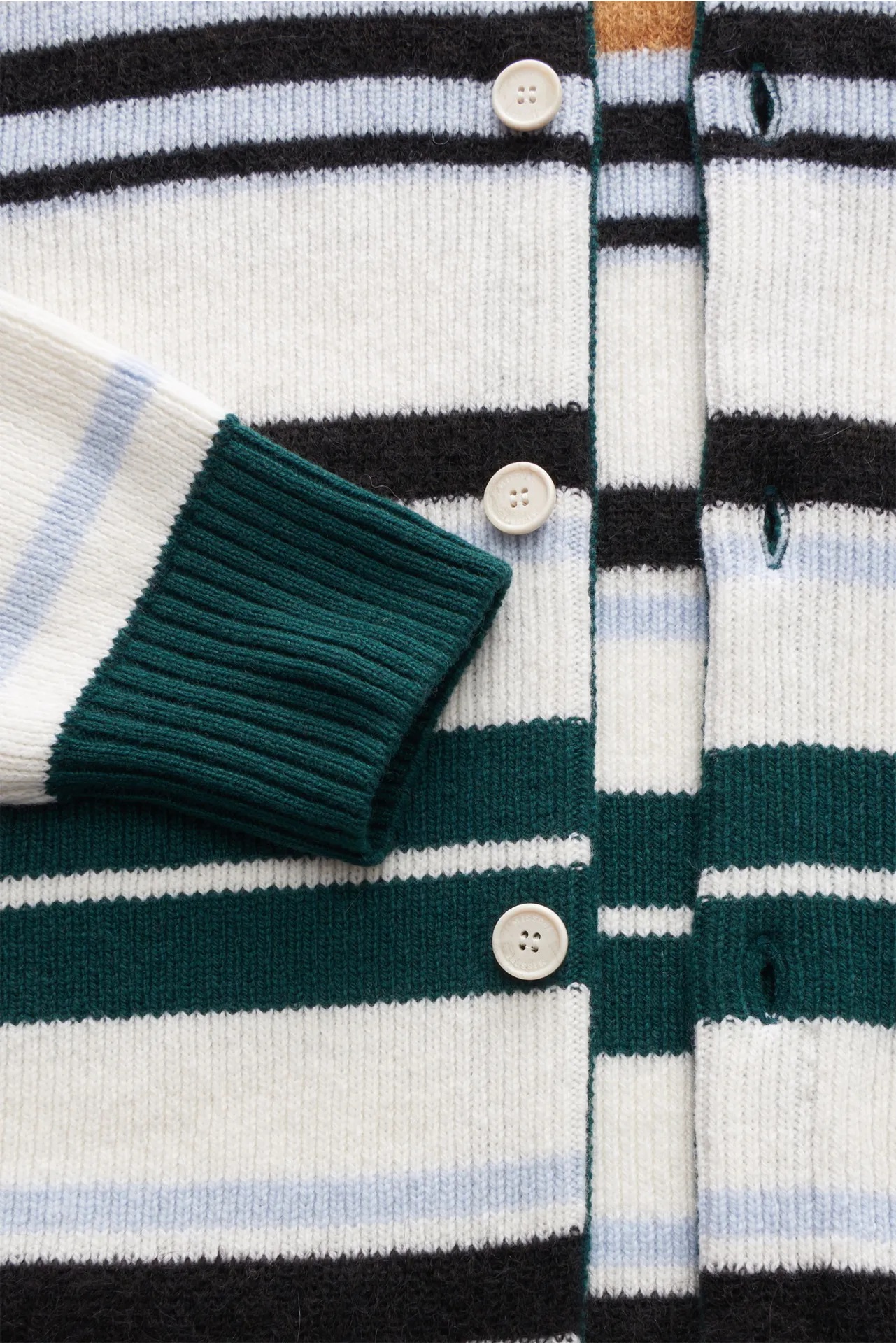 Missoni - Herren - Strick-Overshirt beige/weiß/grün gestreift – Bild 3