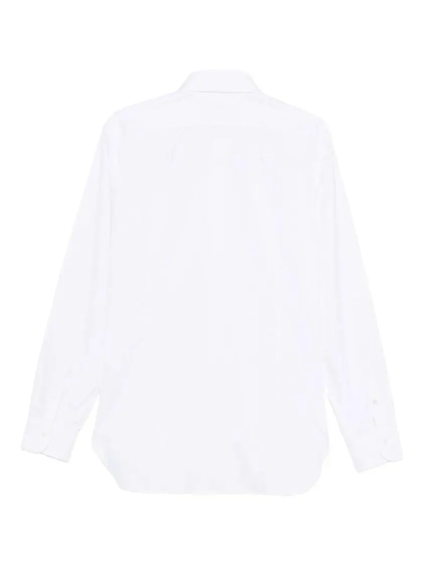 Barba - Tailored White Button-Down Shirt With Pointed Coll - Größe 44 - weiß Barba - Tailored White Button-Down Shirt With Pointed Coll - Größe 44 - weiß