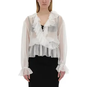 Dolce&Gabbana - Chiffon Blouse With Ruffles - Größe 42 - weiß Dolce&Gabbana - Chiffon Blouse With Ruffles - Größe 42 - weiß