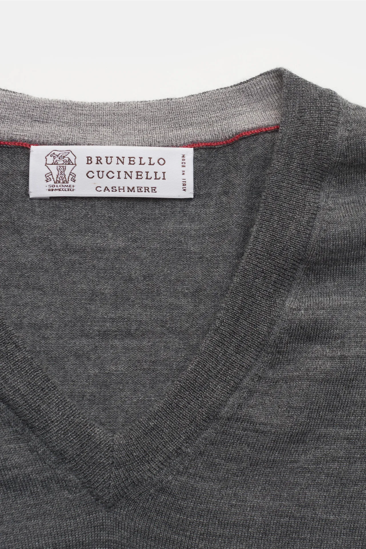 Brunello Cucinelli - Herren - V-Neck Pullover dunkelgrau – Bild 2