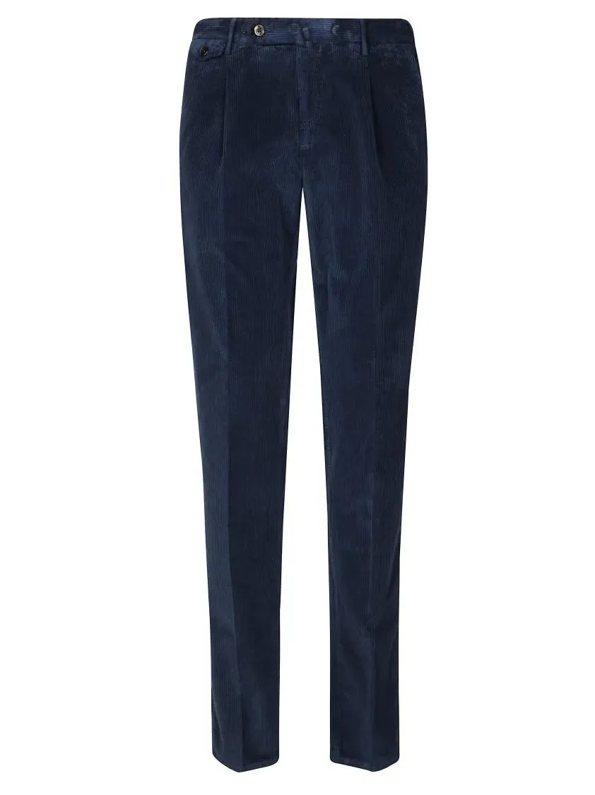 Pt01 - Single Pleat Brown Tailored Trousers In Washed Vel - Größe 50 - blau Pt01 - Single Pleat Brown Tailored Trousers In Washed Vel - Größe 50 - blau