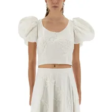 Rotate - Cotton Top With Puff Sleeves - Größe 36 - weiß Rotate - Cotton Top With Puff Sleeves - Größe 36 - weiß