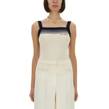 Valentino Garavani - Slim-Fit Ribbed Wool Top - Größe S - weiß Valentino Garavani - Slim-Fit Ribbed Wool Top - Größe S - weiß