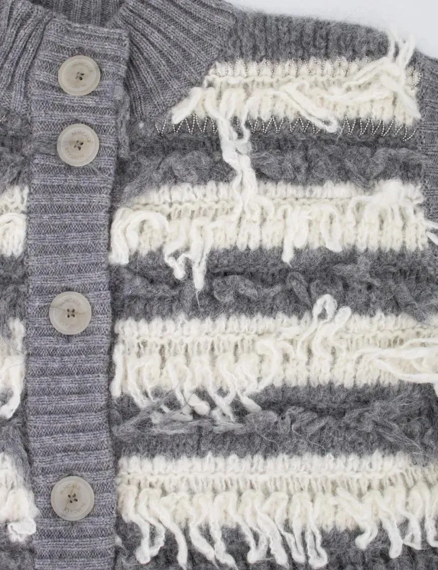 Panicale - Two-Color Striped Knit Wool Waistcoat - Größe 42 - grau – Bild 2