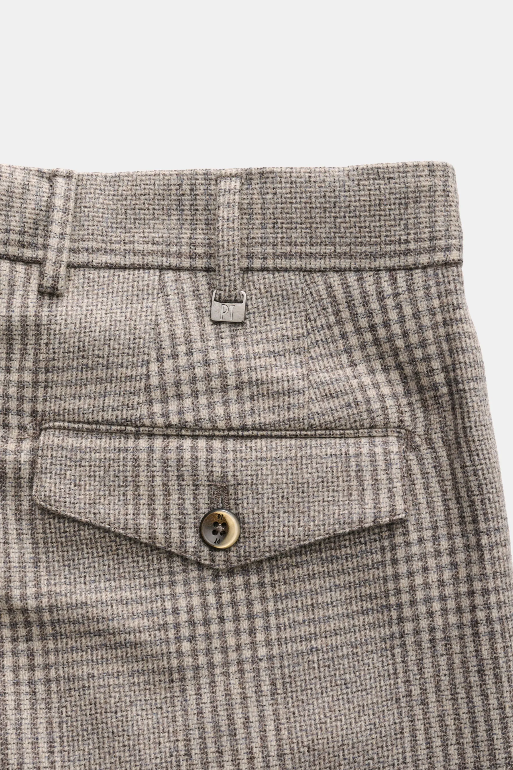 PT Torino - Herren - Wollhose 'Carrot Fit' grau/creme/navy kariert – Bild 3