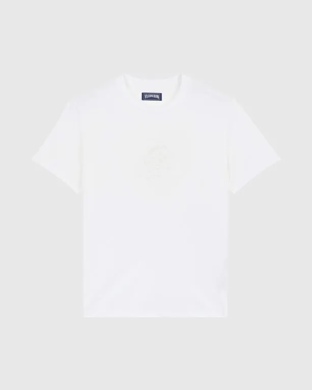 Vilebrequin - T-shirt Aus Baumwolle Mit Farblich Passender Schildkrötenstickerei Für Herren - T-shirt - Portisol - Weiss - Größe L Vilebrequin - T-shirt Aus Baumwolle Mit Farblich Passender Schildkrötenstickerei Für Herren - T-shirt - Portisol - Weiss - Größe L