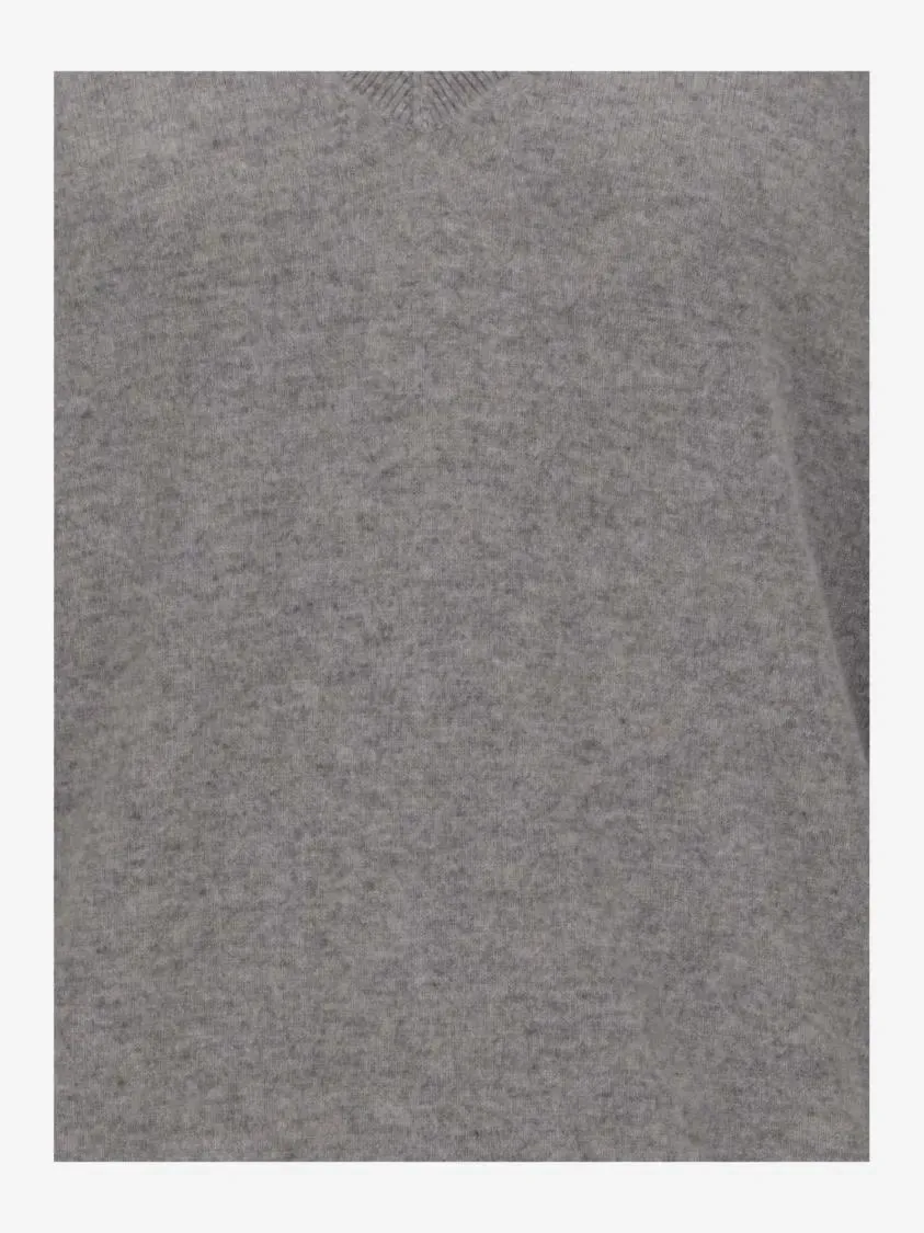 Vince - V-Neck Cashmere Pullover With Ribbed Edges - Größe S - grau – Bild 2