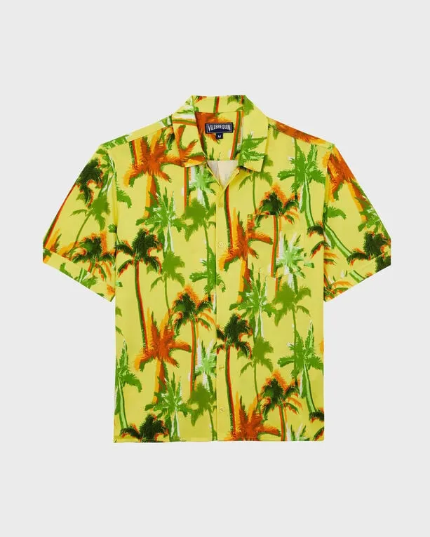 Vilebrequin - Palms Offset Hemd Aus Baumwolle Für Herren - Hemd - Charli - Gelb - Größe XXXL Vilebrequin - Palms Offset Hemd Aus Baumwolle Für Herren - Hemd - Charli - Gelb - Größe XXXL