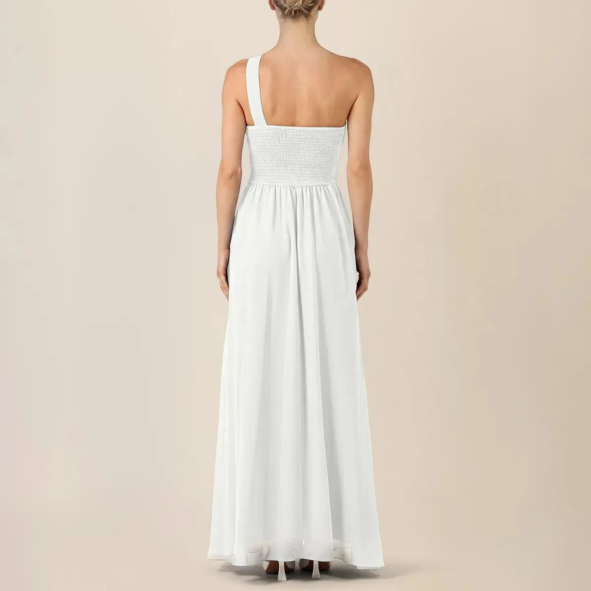 Apart - One-Shoulder Chiffonkleid - Größe 42 - creme – Bild 2