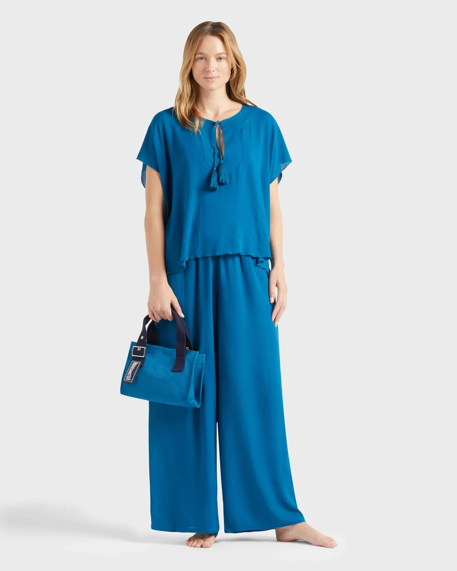 Vilebrequin - Hose Aus Viskose Mit Weitem Bein Für Damen - Hose - Line - Blau - Größe XS – Bild 5