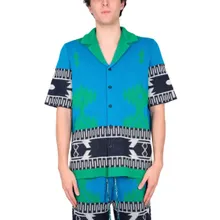 Alanui - Jacquard Shirt With Bowling Collar - Größe M - blau Alanui - Jacquard Shirt With Bowling Collar - Größe M - blau