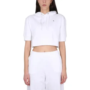 Raf Simons - Cropped White Sweatshirt With Drawstring Hood - Größe S - weiß Raf Simons - Cropped White Sweatshirt With Drawstring Hood - Größe S - weiß