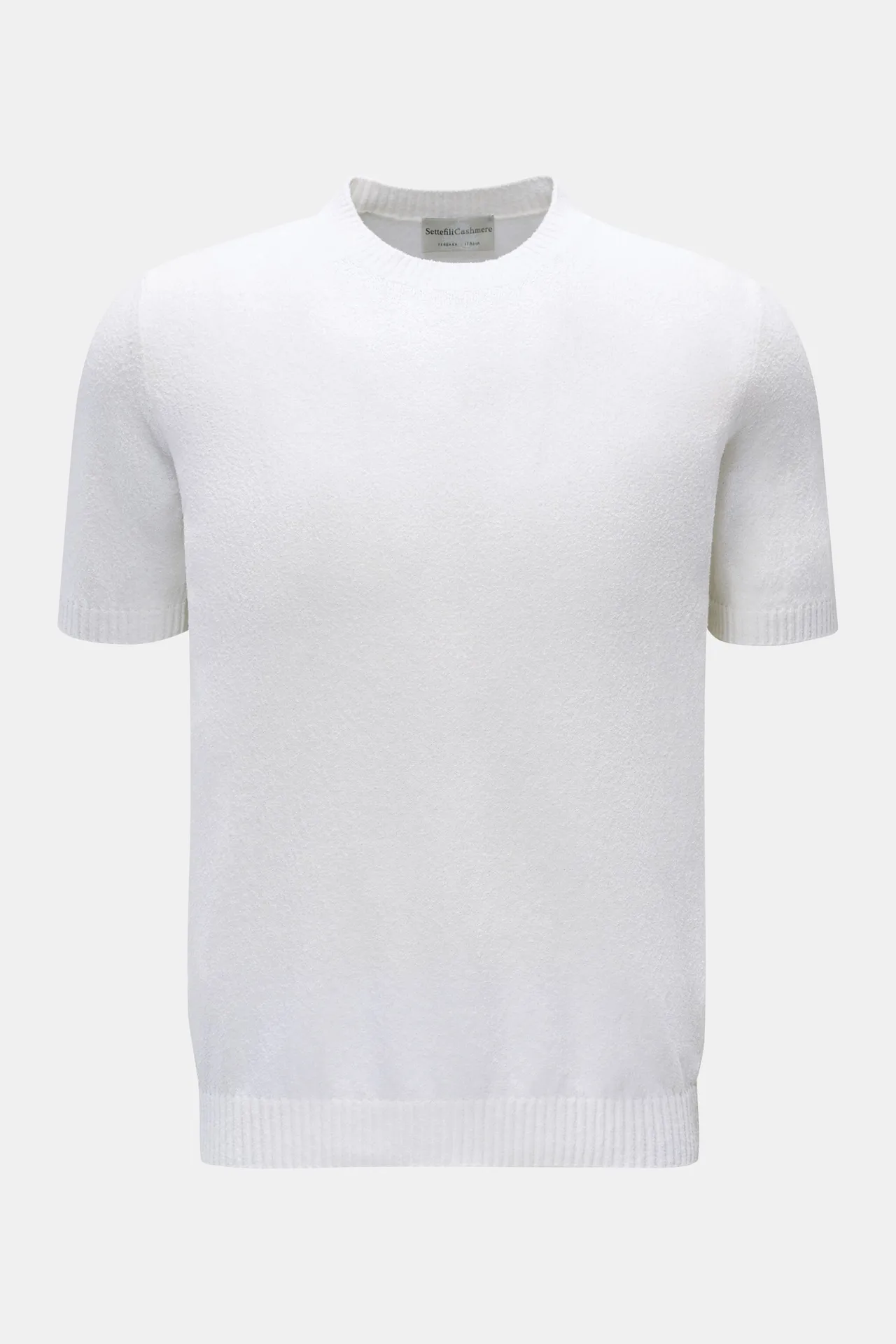 Settefili Cashmere - Herren - Kurzarm-Rundhalspullover %27Bouclé%27 weiß Settefili Cashmere - Herren - Kurzarm-Rundhalspullover %27Bouclé%27 weiß