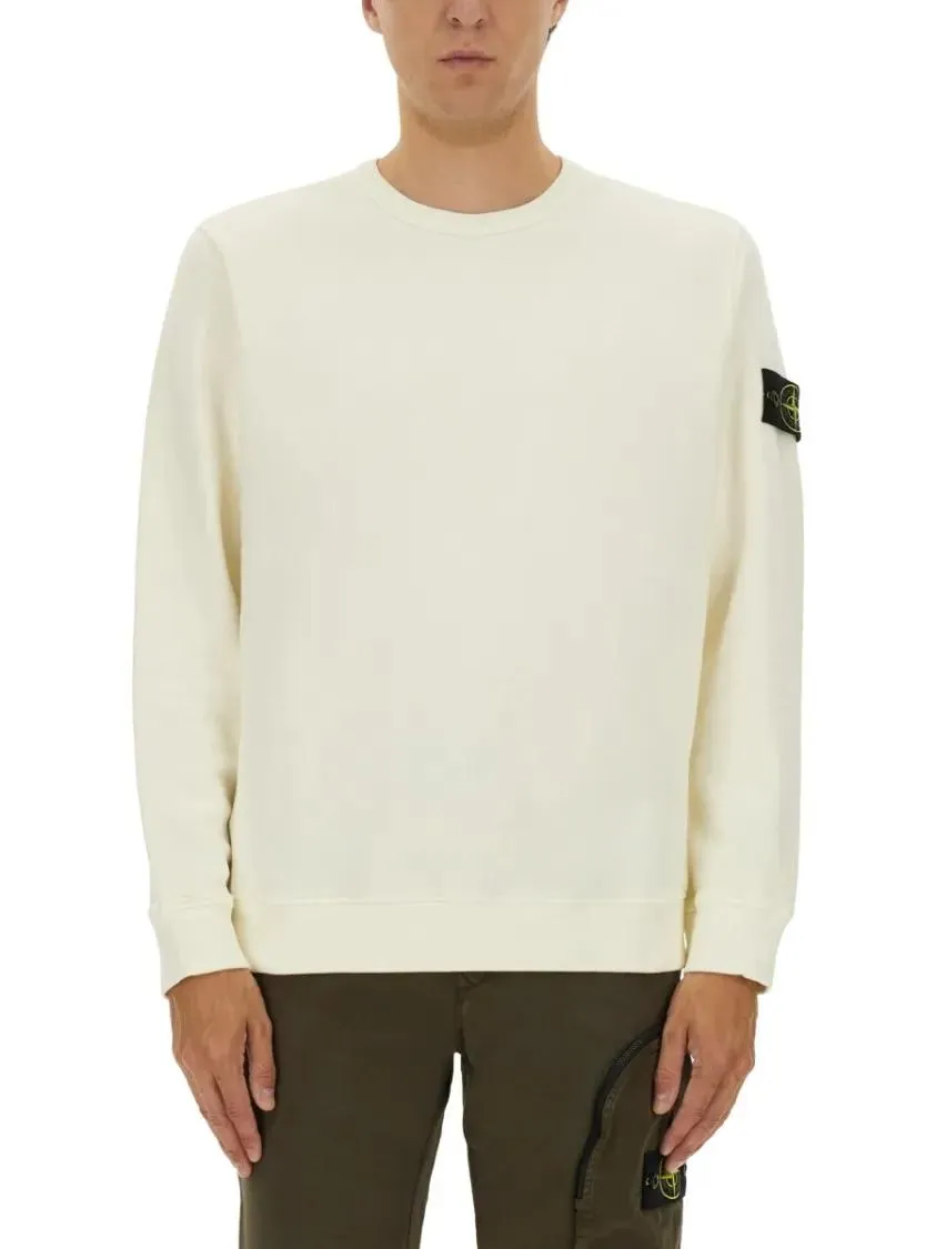 Stone Island - Organic Cotton Sweatshirt With Crew Neckline - Größe L - weiß Stone Island - Organic Cotton Sweatshirt With Crew Neckline - Größe L - weiß