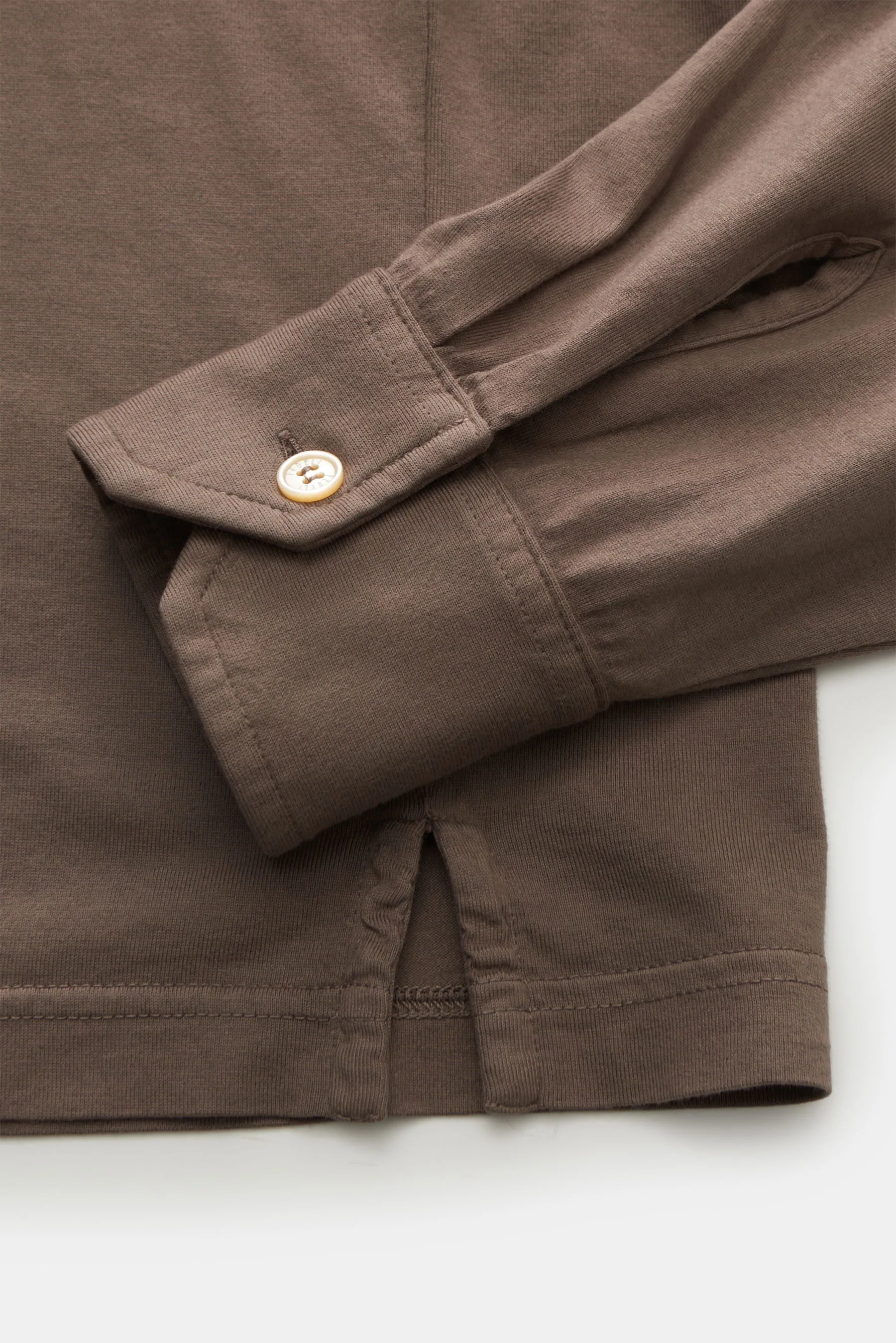 Fedeli - Herren - Jersey Longsleeve-Poloshirt 'Zero' graubraun – Bild 3