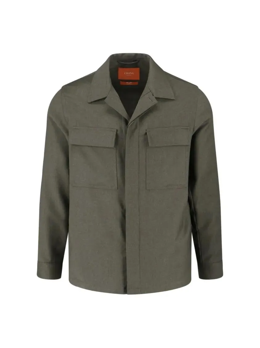 Cruna - Structured Wool Shirt Jacket With Classic Collar A - Größe 52 - grün Cruna - Structured Wool Shirt Jacket With Classic Collar A - Größe 52 - grün